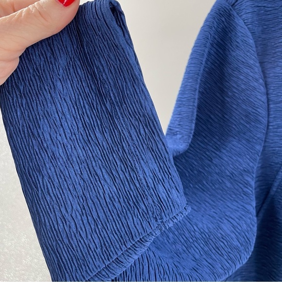 Alfred Dunner Royal Blue Ruched Lightweight Zip Up 3/4 Sleeve Pockets Jacket - Picture 4 of 10